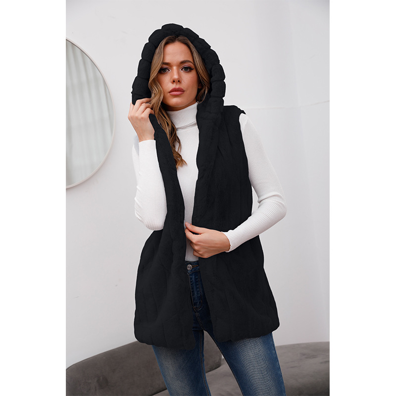 Hooded Vest Women Spring And Autumn Faux Fur Autumn And Winter