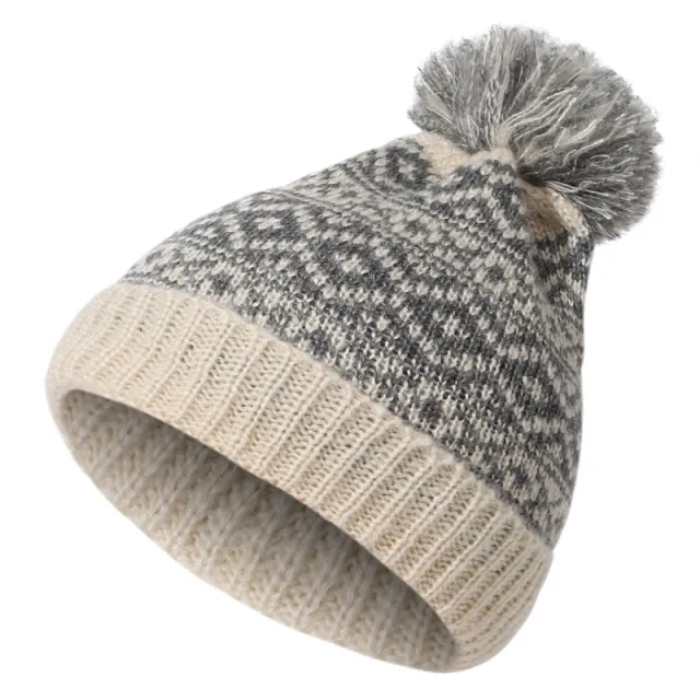 Autumn And Winter No Brimmed Wool Ball Knitted Hat Warm Earmuffs Outdoor Riding Thickening Beige - Shop at LoveMi