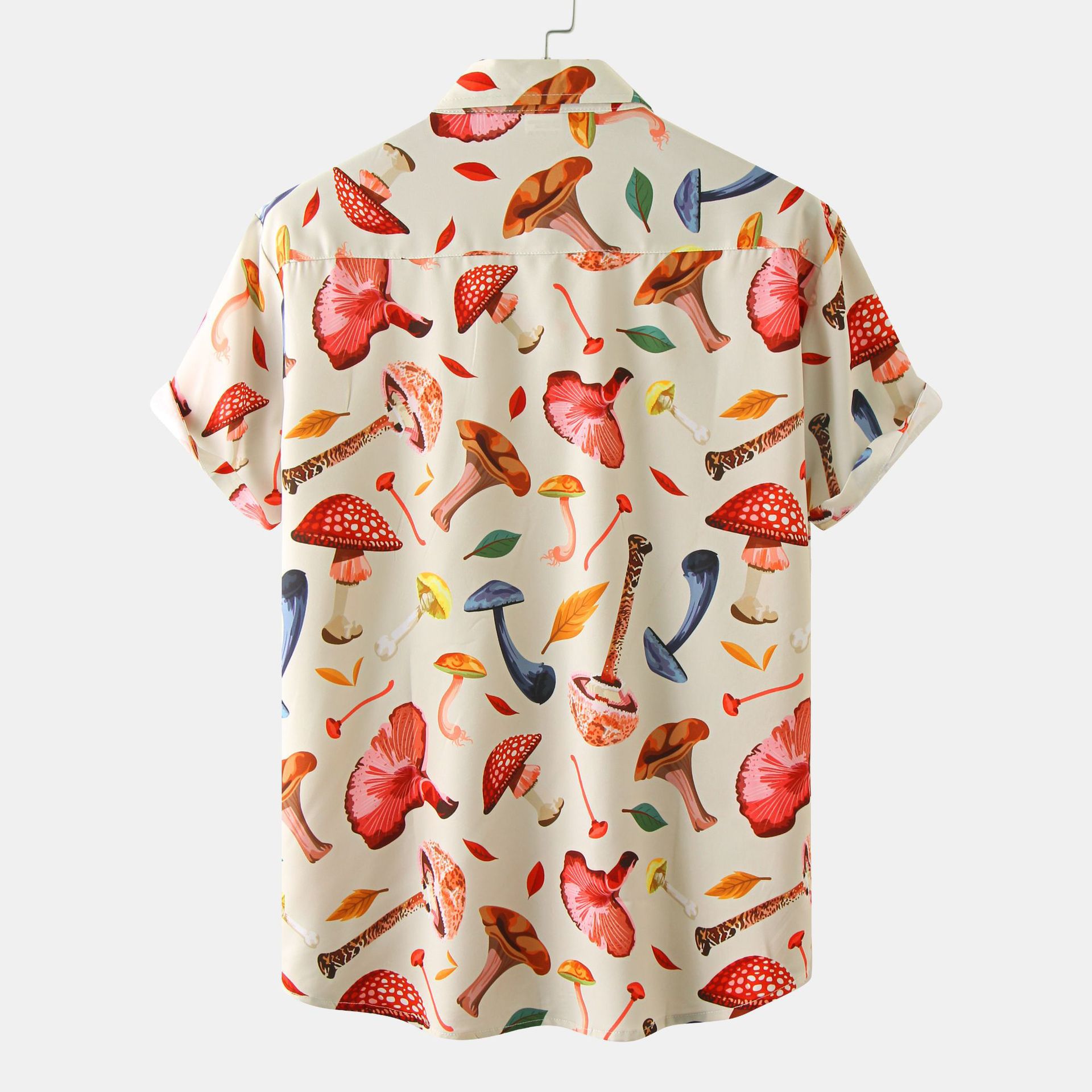 Title 2, Mens Mushroom Print Shirt Lapel Plus Short Sle...