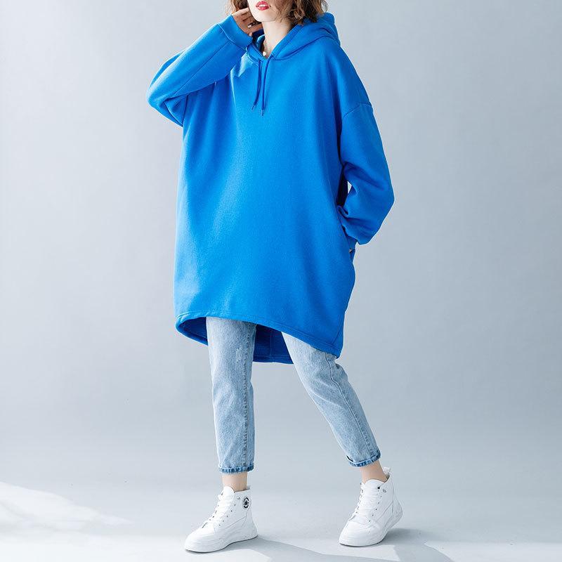 Long Loose Sweater At Home With Velvet Hem