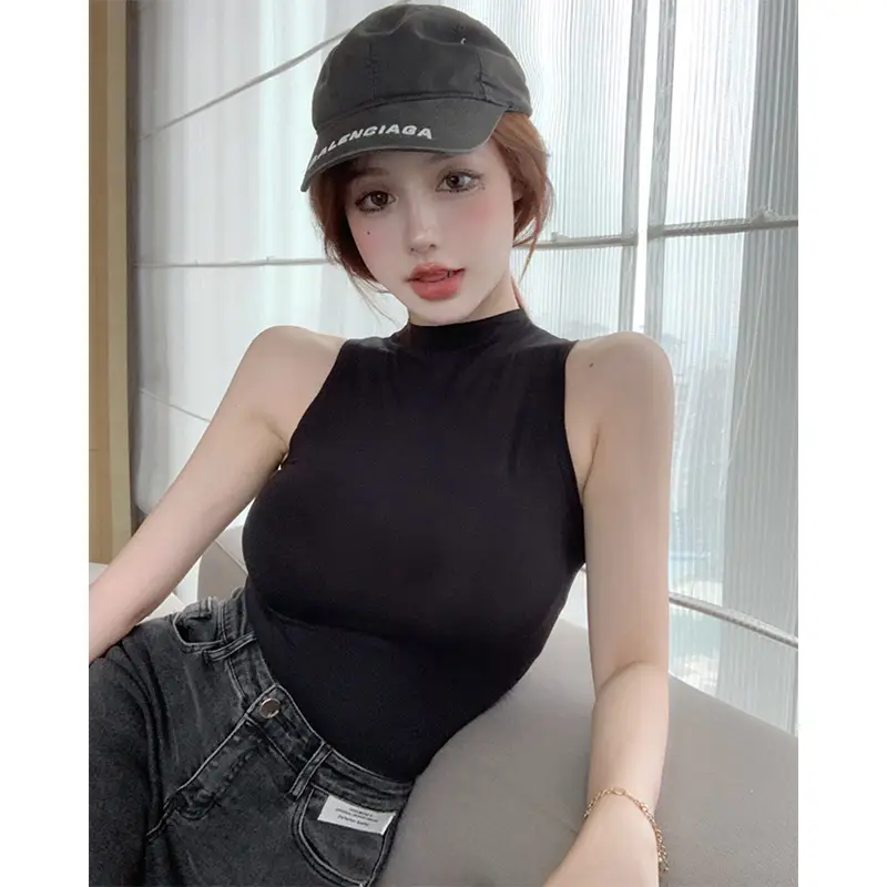 Half High Collar Vest For Women With Sports Straps Underneath