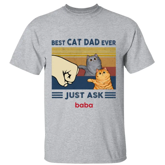 Best Cat Dad Fluffy Cat Personalized Light Color Shirt Classic T shirt Grey - Shop at LoveMi
