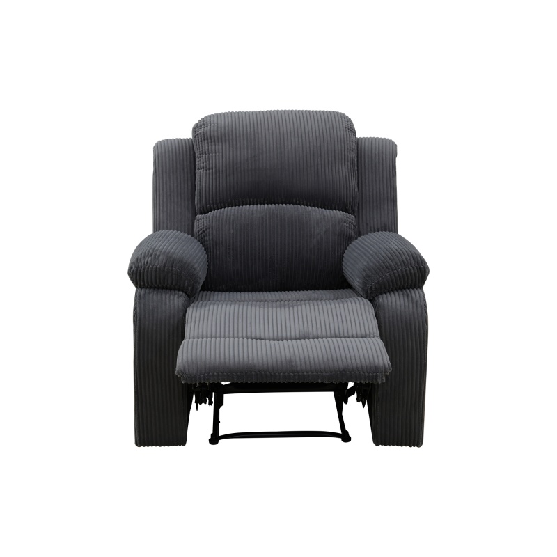 Pickup Only--Dark Grey Corduroy 3-Piece Living Room Recliner Sofa