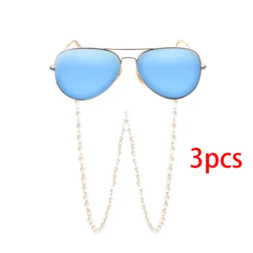 Simple fashion pearl glasses chain Gold 3Pcs - Shop at LoveMi