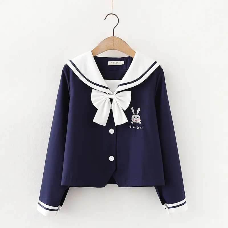 Japanese Lolita Kawaii White Shirts Women Cute Rabbit Bunny - Blue