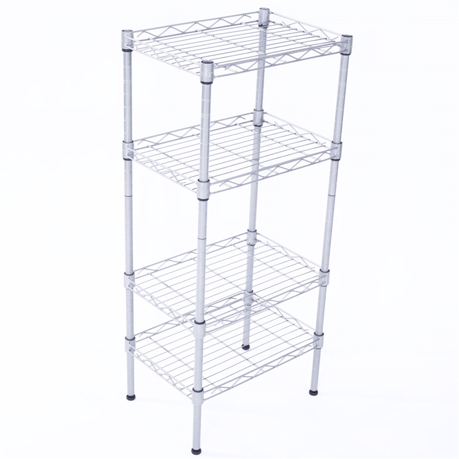 4 Shelf Storage Rack Silver Gray Rectangle Carbon Steel Metal Assembly Silver - Shop at LoveMi