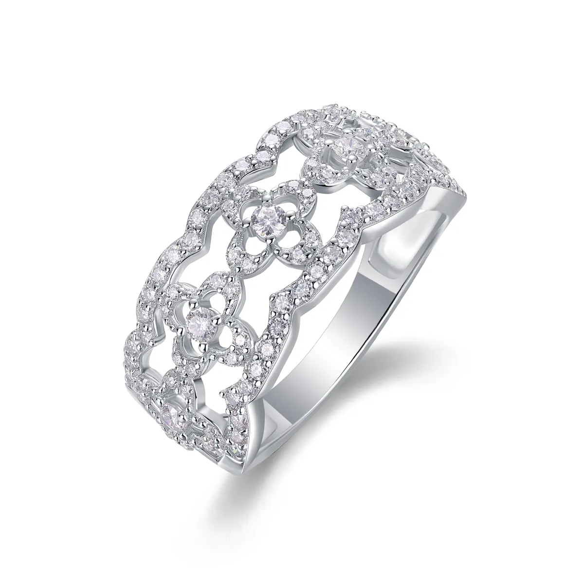 S925 Silver 3.3g Platinum Plated Moissanite Ring