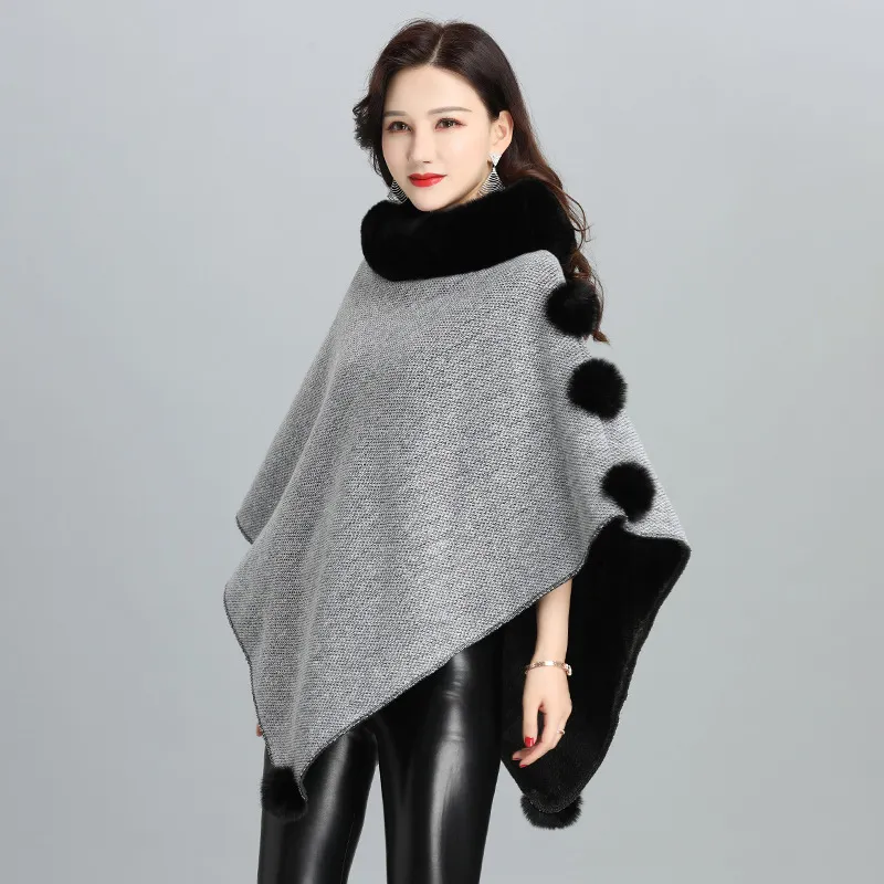 Fashion Faux Fur Jacket Women Shawl Scarf - Light Grey