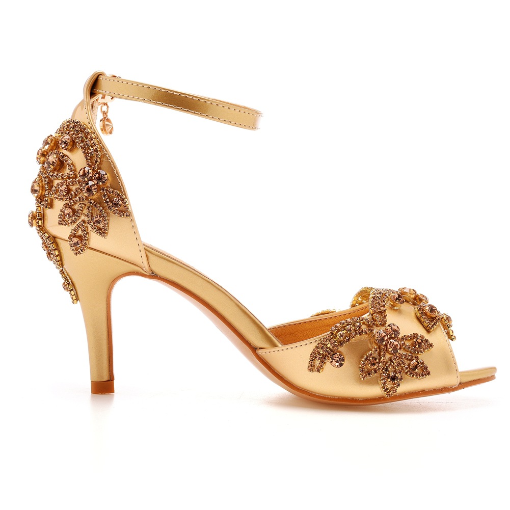 Title 10, Sandali con tacco alto peep-toe 7cm e fibbia. P...