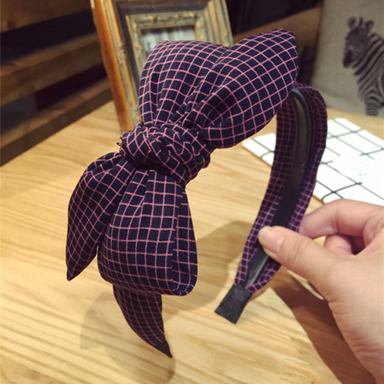All match Fabric Plaid Big Bow With Teeth Headband 7 Style - Shop at LoveMi