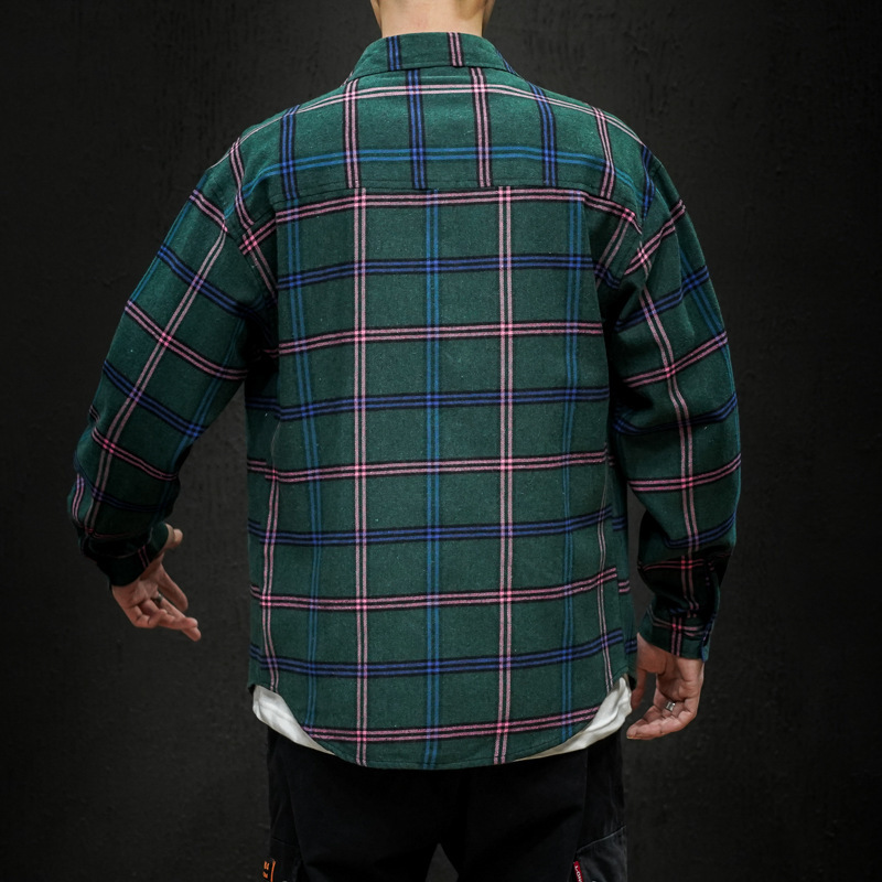 Title 7, Slim-fit buttoned long-sleeved plaid shirt