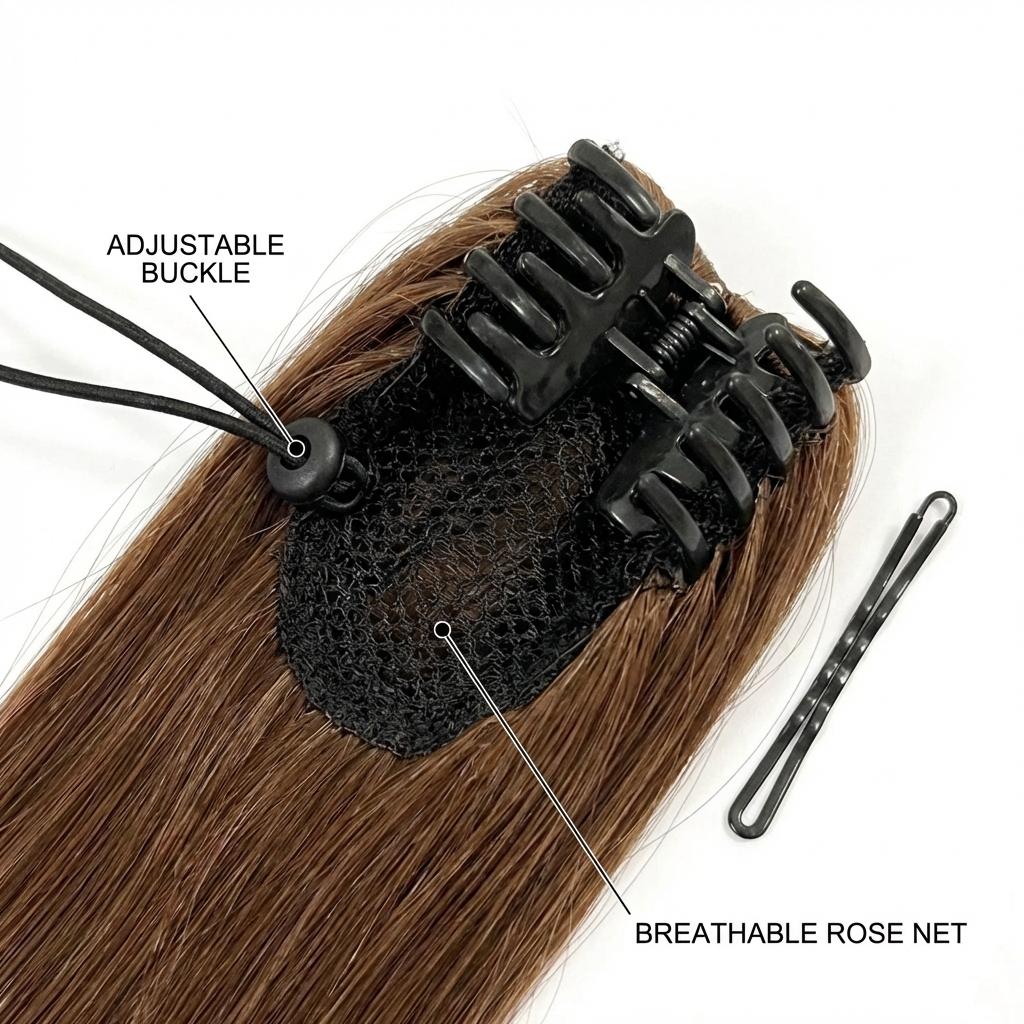 Straight Ponytail Extension Drawstring Ombre Brown LongClip-in Hairpiece For... 8