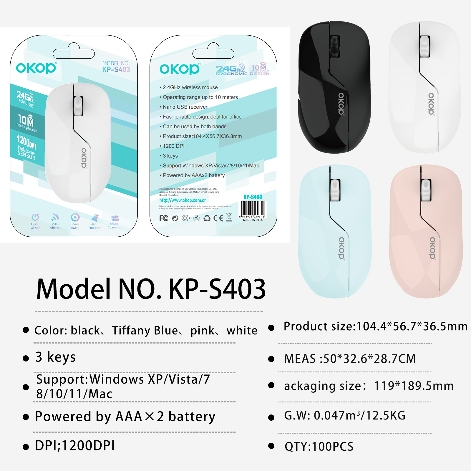 KP-S403 Best-Selling Wireless Mouse Stylish Silent 2.4G Ergonomic Design Compact  Suitable For Laptops And Desktops In Stock