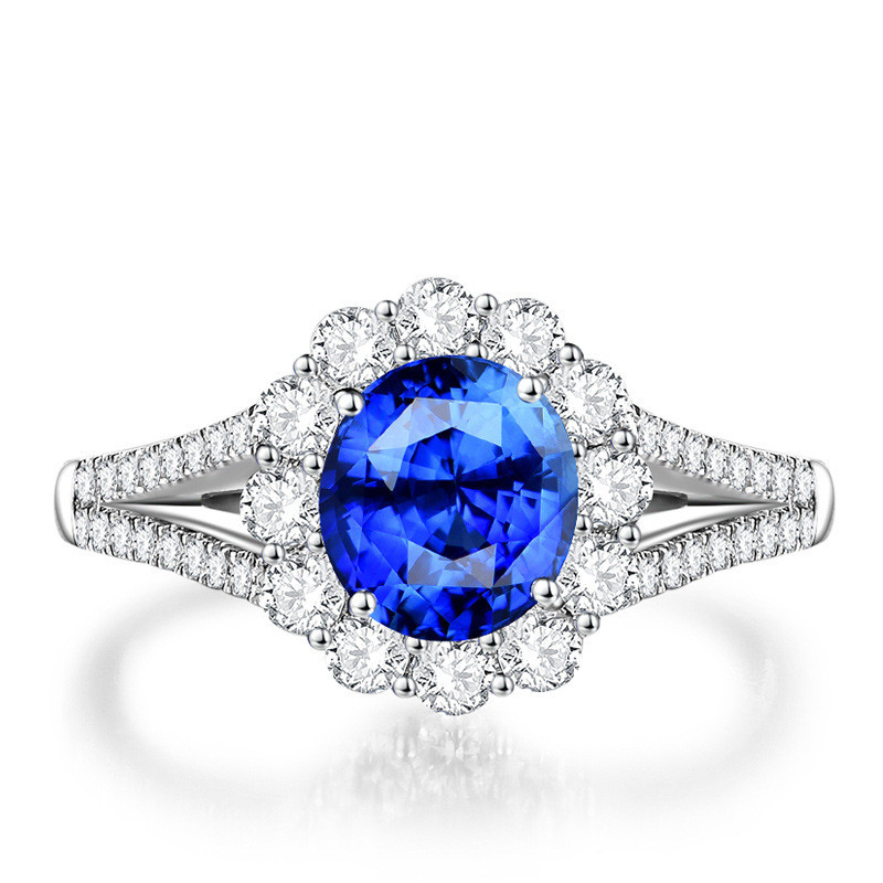 Flower Egg-shaped Sapphire Ring Hand Jewelry