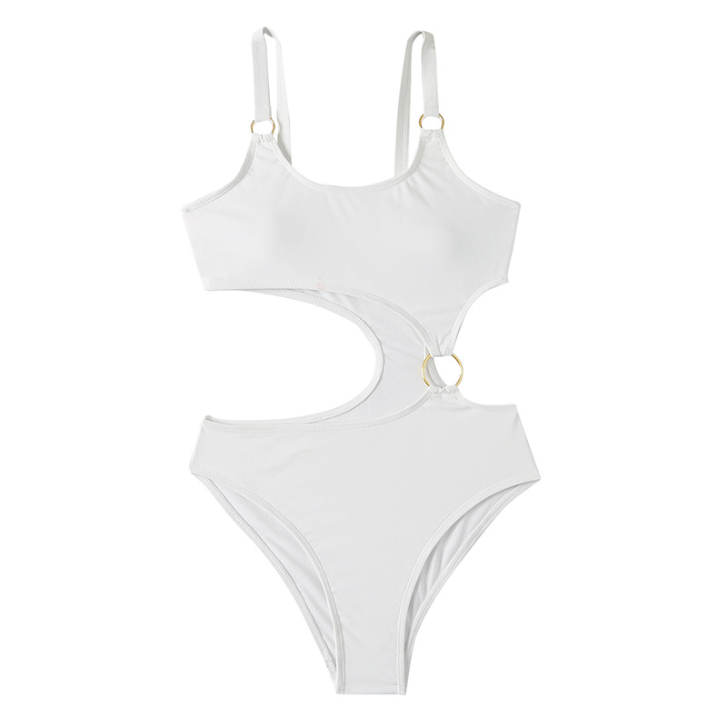 White Solid Color One-piece Swimsuit Europe And America