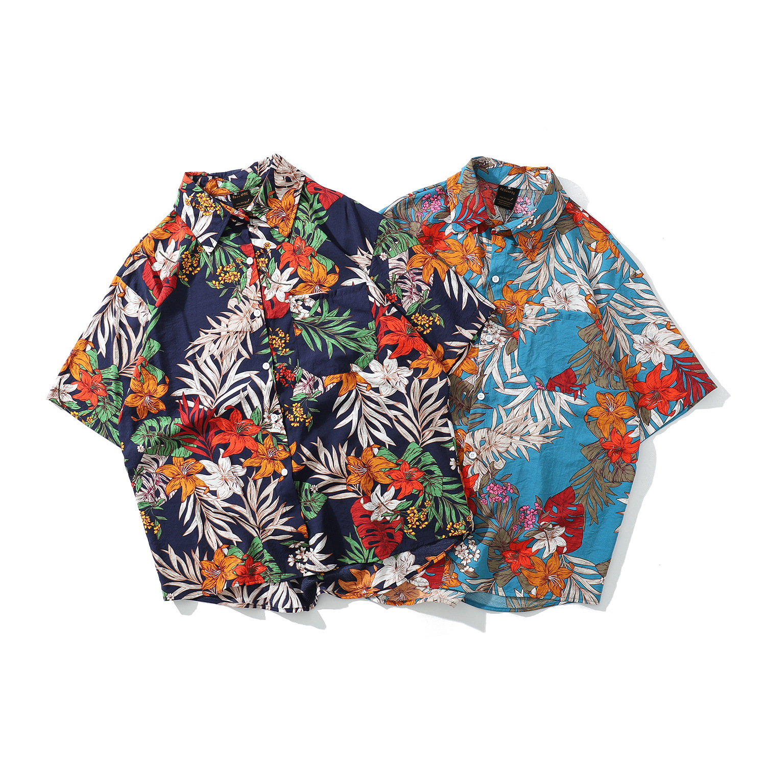 Seaside Resort Style Floral Couple Shirt