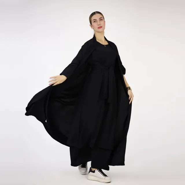 Ethnic Style Solid Color Two Piece Dress Black - Shop at LoveMi