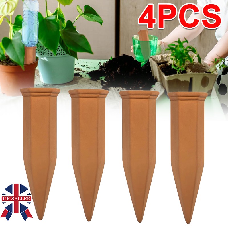 4 Pack Terracotta Plant Watering Stakes Automatic Self Watering Garden Spikes