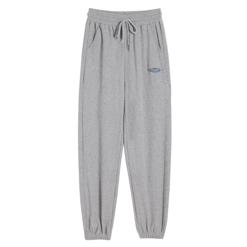 Plus Size Grey Lounge Pants Loose Tie Straight