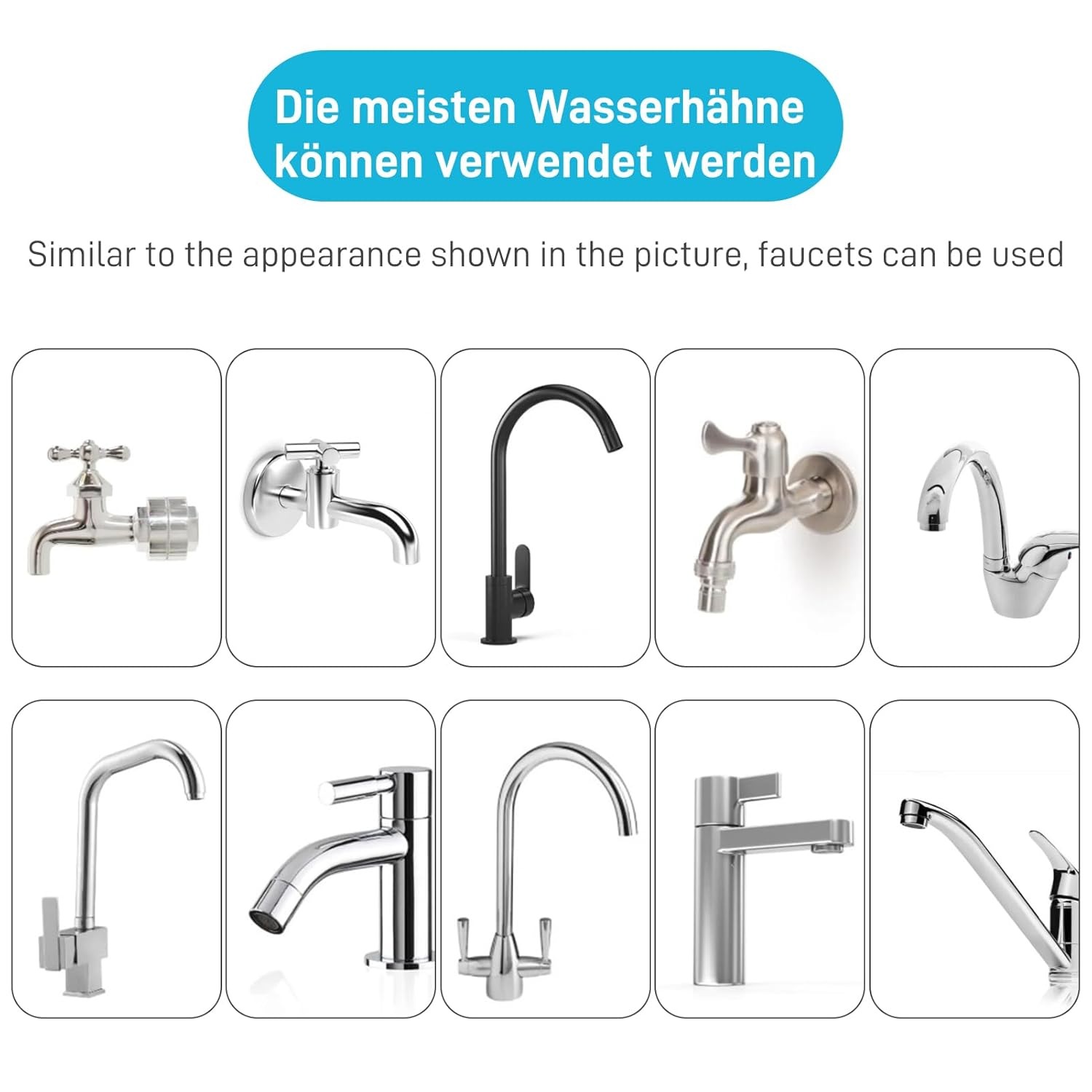 2-pack Water Filter Faucet, 360  Rotatable, Limescale Filter For Drinking Water, Suitable For Kitchen And Bathroom, With 5 Filter Elements And 2 Sets Of Universal Connectors