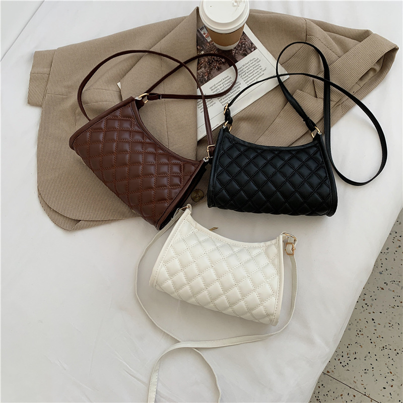 Women's Fashion Embroidery Thread Rhombus Underarm Bag Belt