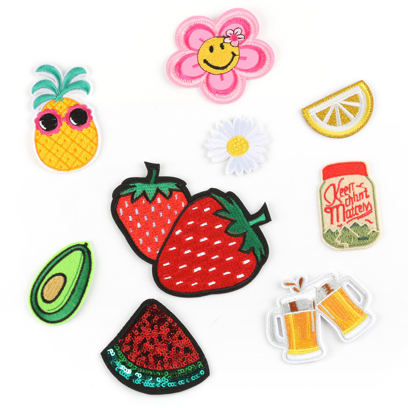 Strawberry Computer Embroidery Label Strawberry Fruit Patch Sticker — image 1