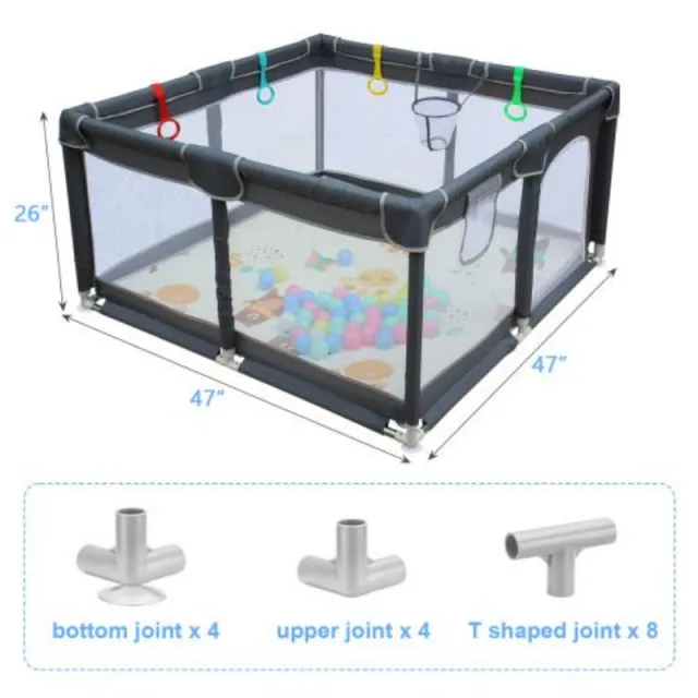 Baby Playpen Cloth Removable Fence Indoor And Outdoor Universal Children Pet Care 120X120X66Cm - Shop at LoveMi