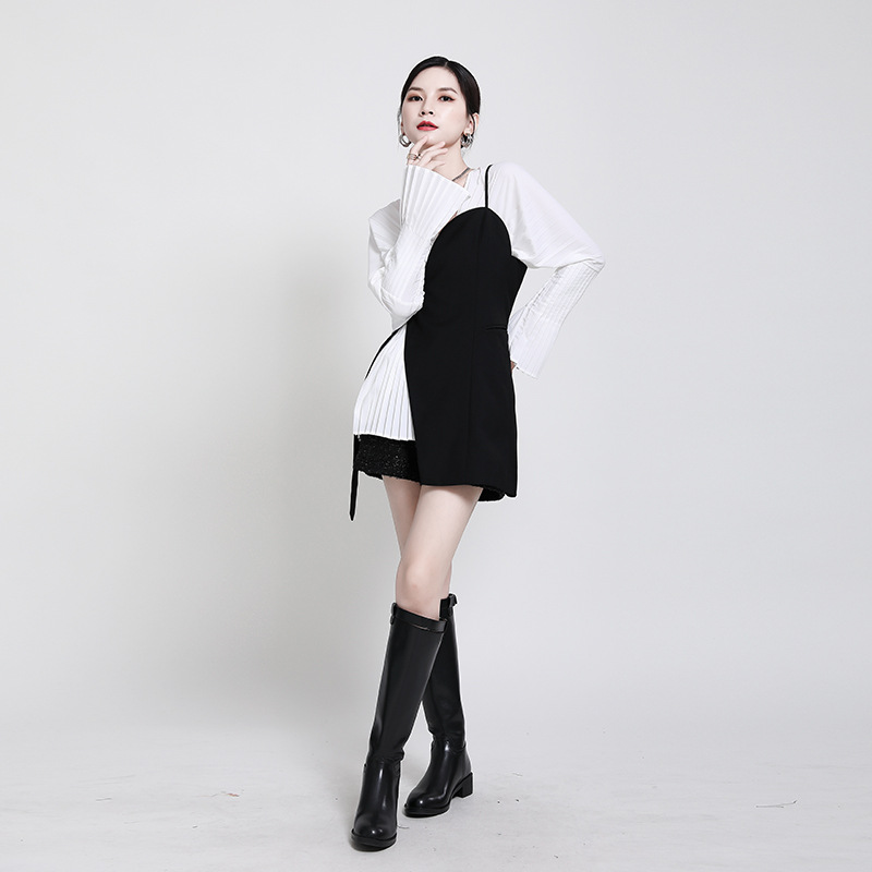 Fashion Lady Curved Irregular Black Suit Vest