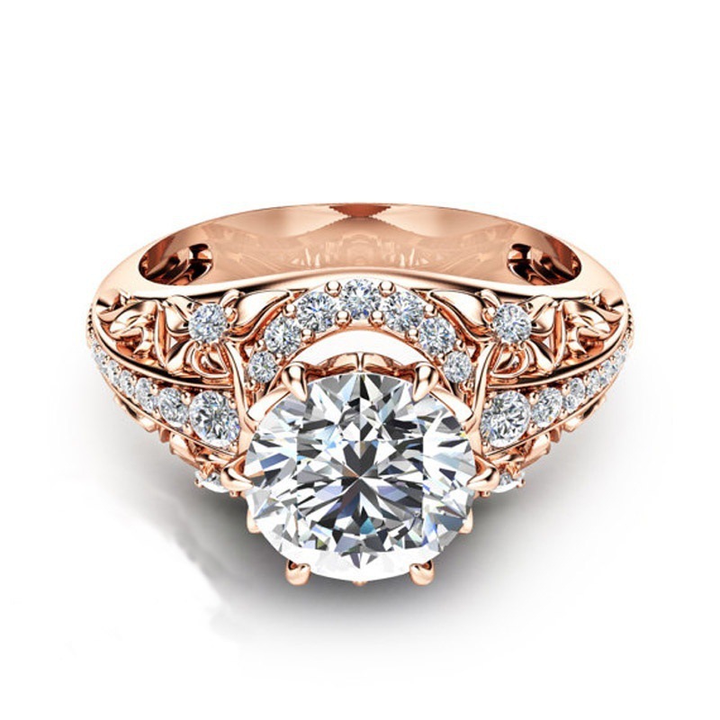14K Rose Gold Micro Set Diamond Women's Rings