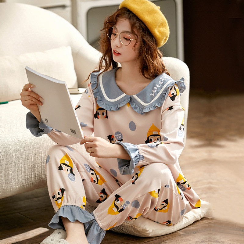 Title 10, Pajamas ladies cotton long-sleeved autumn and w...