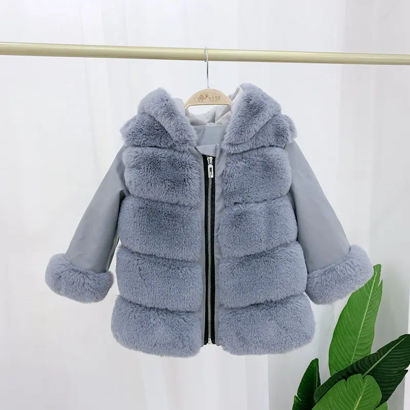 Children's Cotton Coat Rex Rabbit Hooded Faux