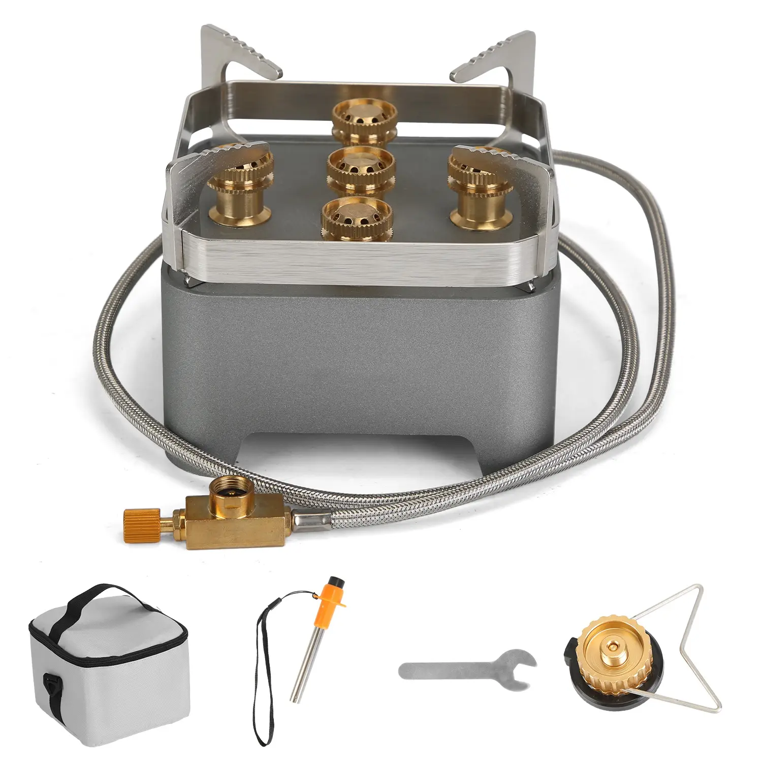 12000W Portable Camping Stove With Cassette Adapter Windproof Outdoor Backpacking Burner With Carrying Case Igniter For Outdoor Hiking Camping Picnic Backpackin