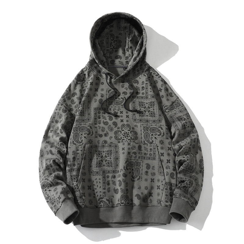 Youth Casual Cotton Hooded Floral Couple Sweater Men's