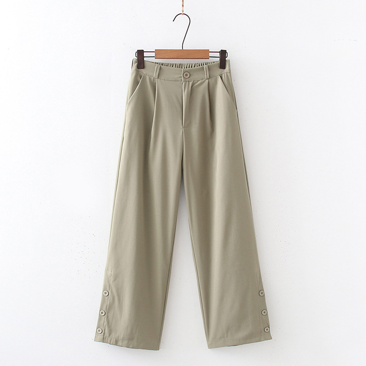 Title 6, Straight Trousers, Simple Button-type Slit Wome...