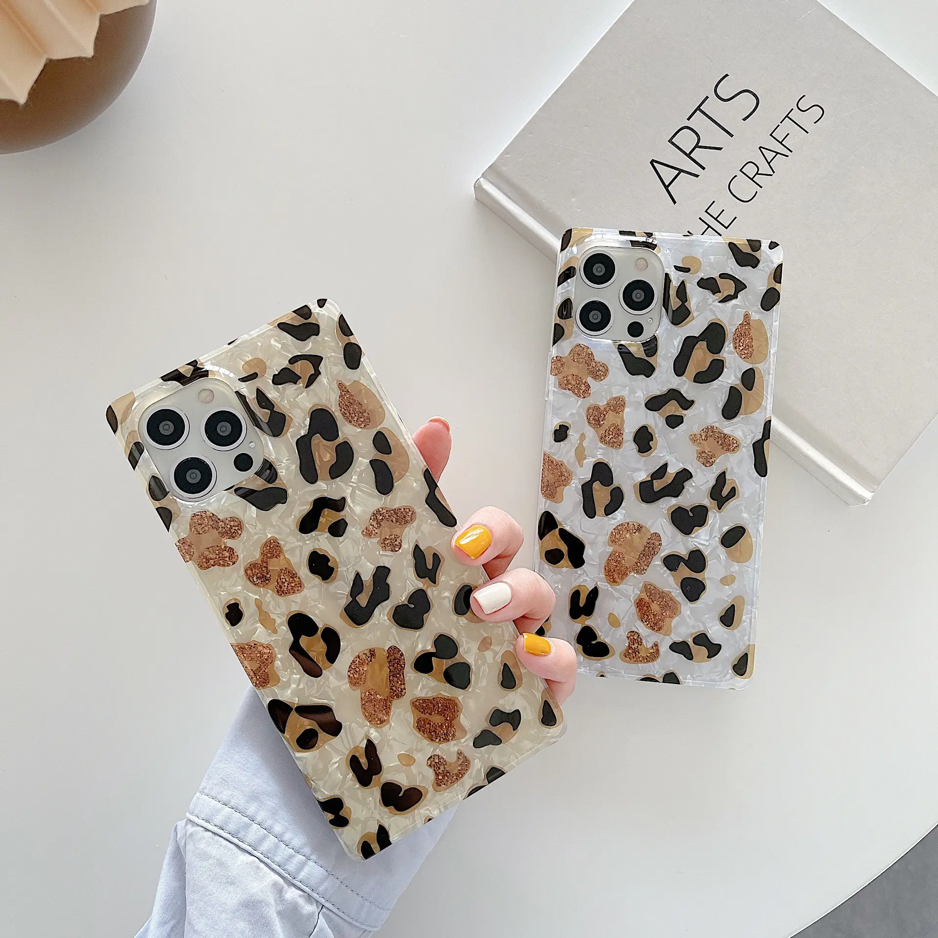 Square Leopard Print Shell Phone Case