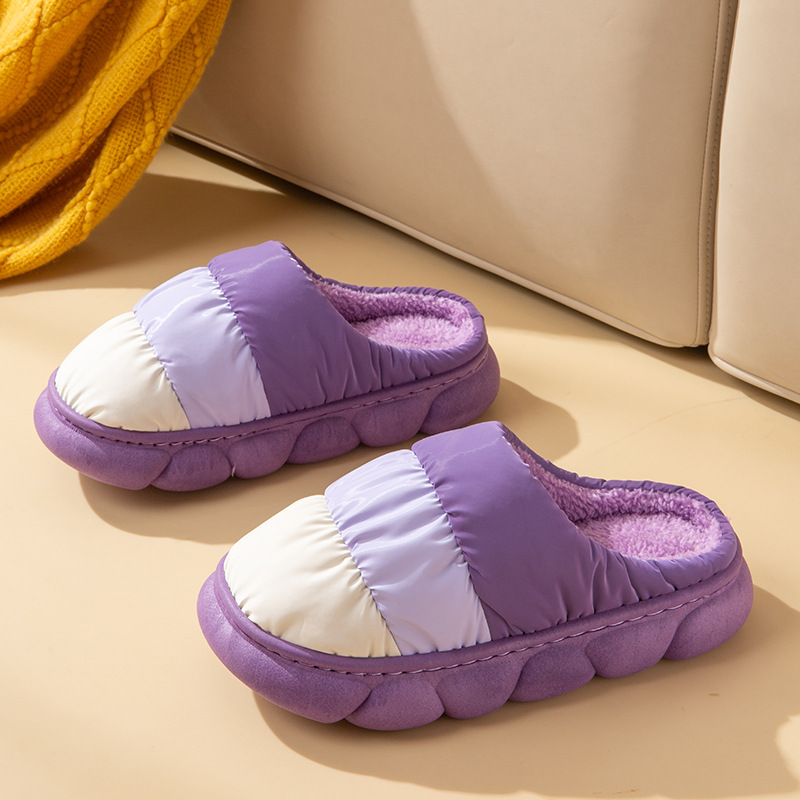 Gradient Slippers Plush Winter Shoes Women House Bedroom Slippers Purple - Shop at LoveMi