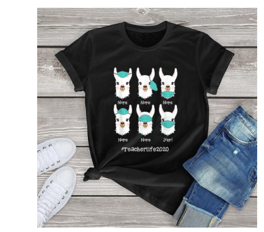 Short sleeved Printed Cotton T shirt Cross border Foreign Trade Black - Shop at LoveMi