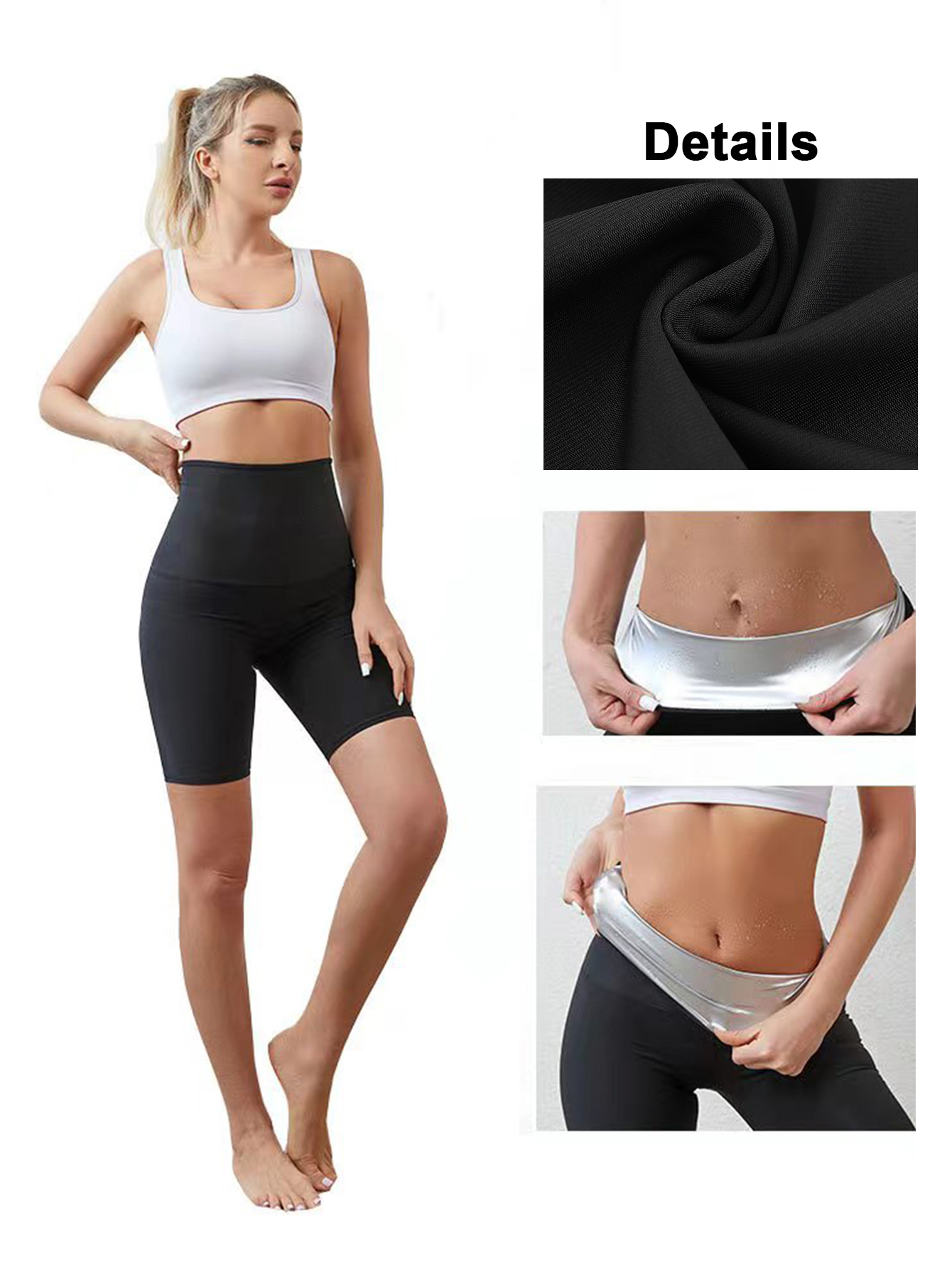 High Waisted Sweat Biker Shorts For Women Soft Black Spandex Shorts For Workout Volleyball Yoga Dance