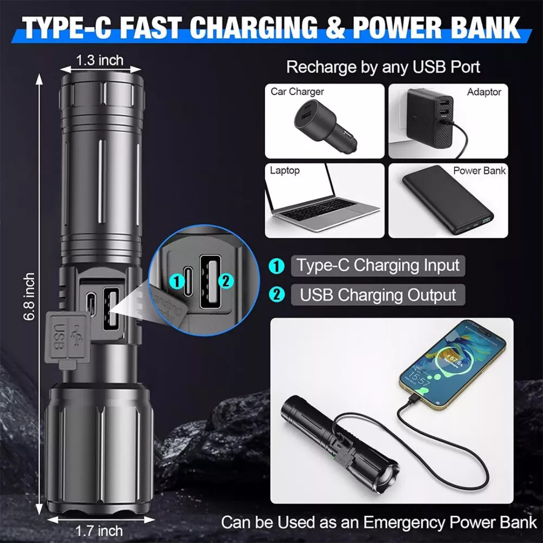 9900000LM Rechargeable LED Flashlight Super Bright Torch Tactical Lamp 26650 — image 8