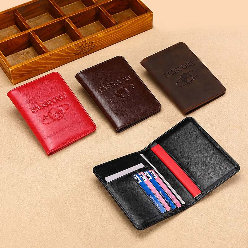 Crazy Horse Leather Travel Passport Cover – front view