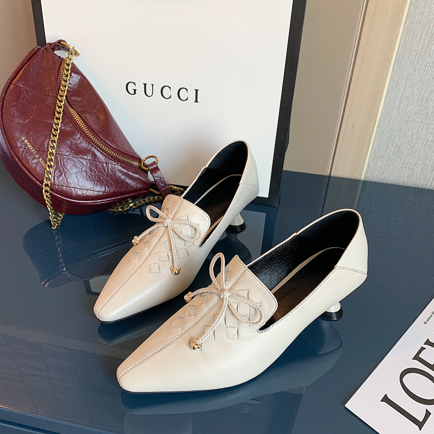 Cowhide High Heels Female British Style Fashion