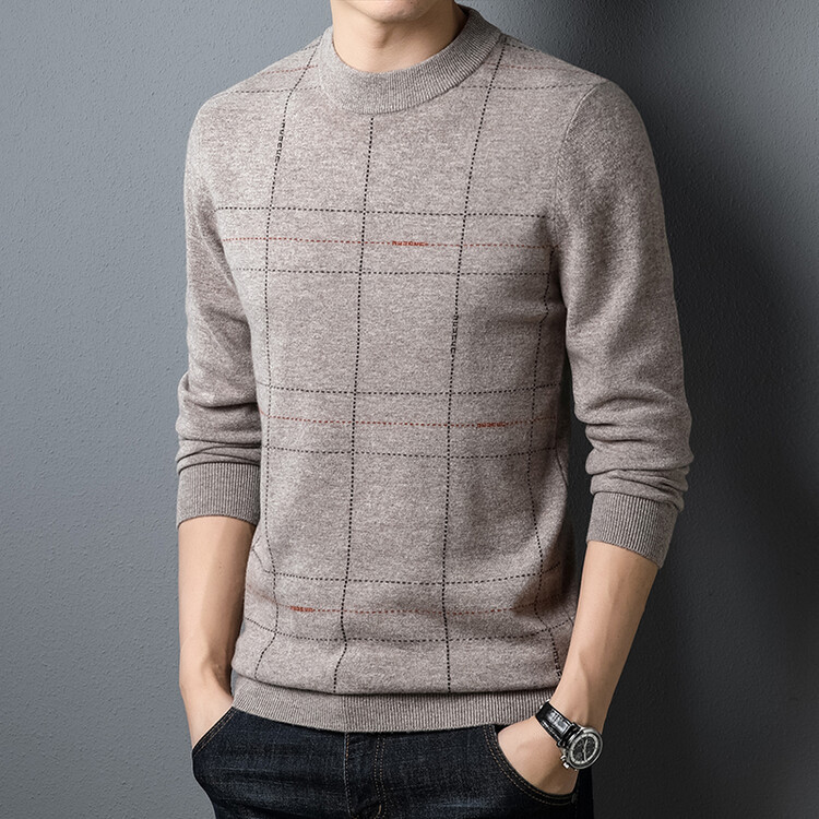 Men's Padded Semi-turtleneck Pure Wool Coat