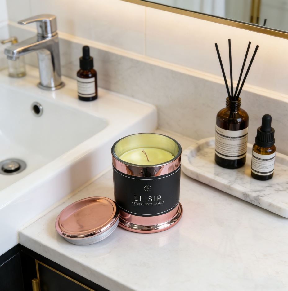 ELISIR Premium Soy Wax Candle 255g, Natural Soya Aromatherapy Candle For Home Relaxation And Home Refreshment