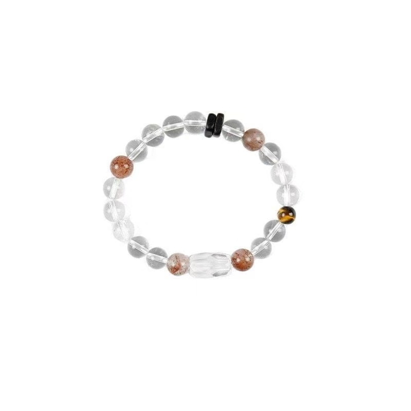 Cuarț transparent natural Brățară cuarț hematoid roșu cuarț cuarț rutilat cu două tonuri de lănțișor cu margele Bijuterii unisex pentru energie