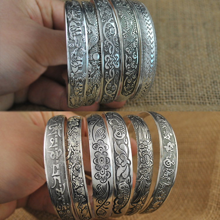 Ethnic Style Tibetan Miao Silver Bracelet