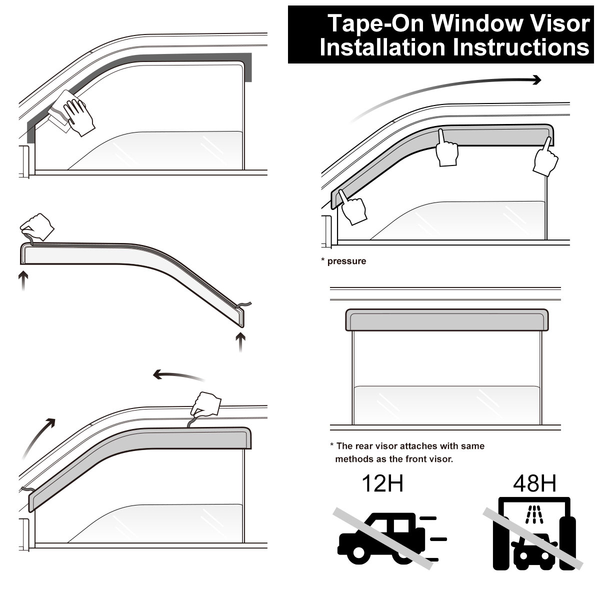 4pcs Out Channel Style Sun Rain Window Visors Visor For 94073 — foto 2