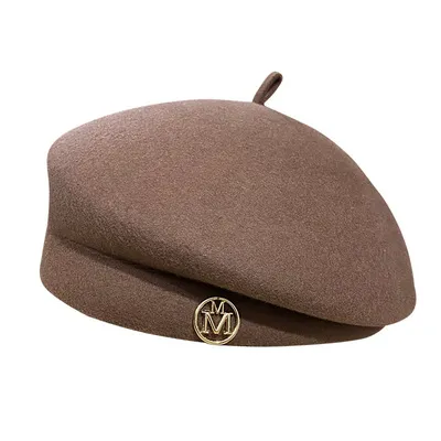 Women's Elegant Woolen Retro All match Beret Camel - Shop at LoveMi