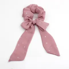 All-match And Cute Bow Ribbon Small Polka Dot Chiffon Ponytail Released Circle Head Accessories - Cameo Brown - View 1