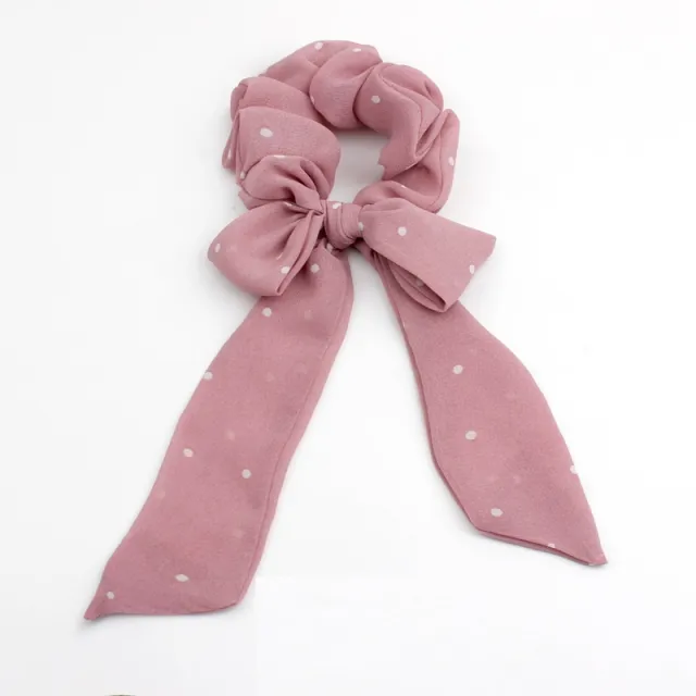 All match And Cute Bow Ribbon Small Polka Dot Chiffon Ponytail Released Circle Head Accessories Cameo Brown - Shop at LoveMi