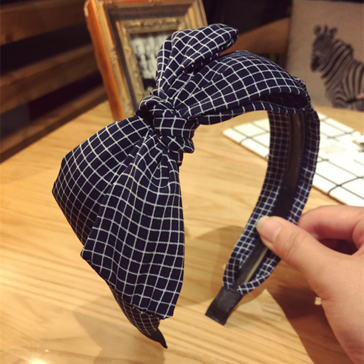 All match Fabric Plaid Big Bow With Teeth Headband 5 Style - Shop at LoveMi